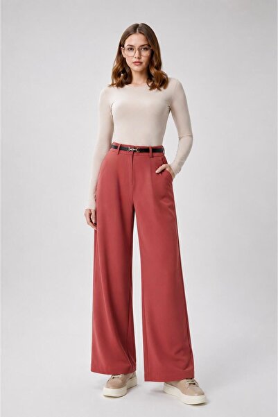 RESSHO Women's Belt Detailed Palazzo Trousers