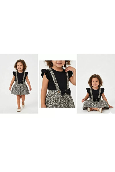 Generic Brand 1/4 Year Old T-Shirt Leopard Print Skirt Salopet Kids Set