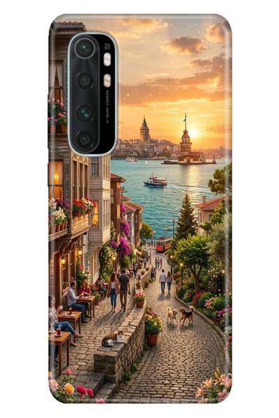Cekuonline Xiaomi Mi Note 10 Lite Kılıf Panoramik İstanbul Temalı Desenli Dar...