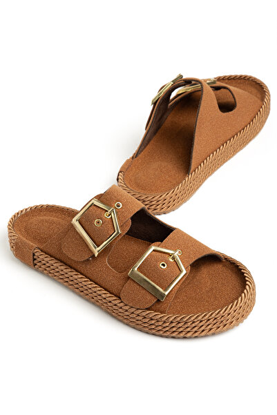 HCO SHOES Suede Comfortable Women's Slippers with Buckle Detail