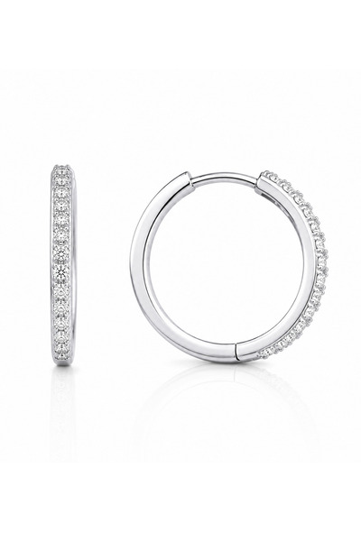 KAIROS JEWELRY 14 Ayar Beyaz Altın Taşlı Halka Küpe