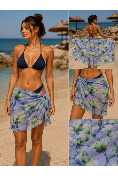 KRAFTELLA Floral Patterned Pareo Shawl - Cotton Beach Cover-Up Women's Pareo ...