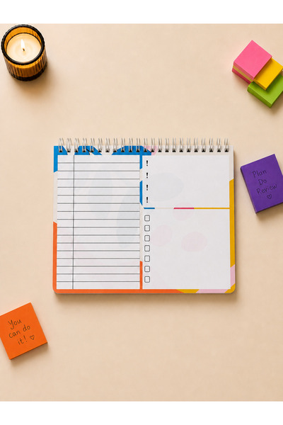 PickyTidy A5 Size, 60 Pages with Wire Spiral, Planner, 3 Pages of Stickers