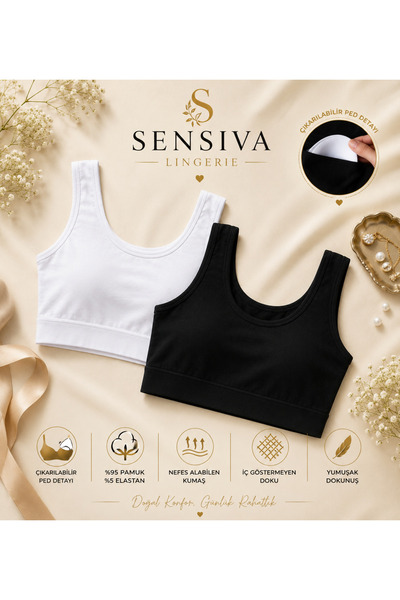 sensiva lingerie 2'li Set Kalın Askılı Büstiyer - Çıkarılabilir Pedli - Telsi...