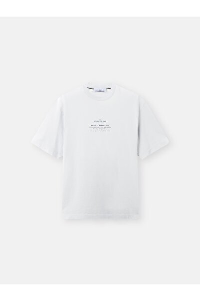 STONE ISLAND 2100001 تي شيرت ذو قصة عادية مع طباعة "Stone" على الظهر.