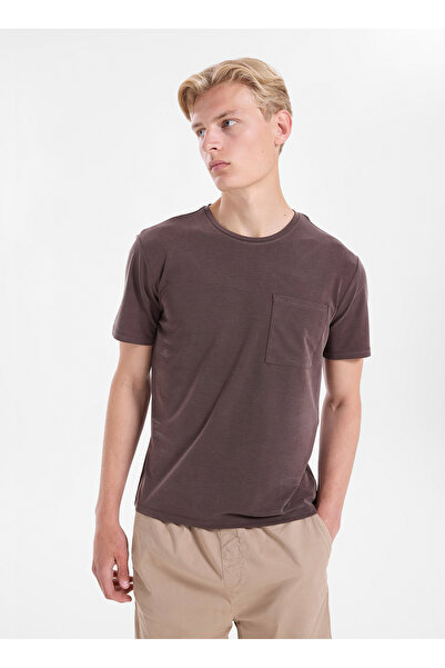 GMG FIRENZE Καφέ Ανδρικό T-Shirt Slim Fit GU26MSS03003