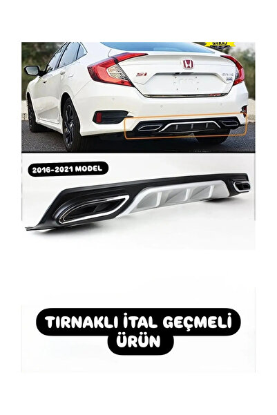 FV-TUNİNG Honda Civic Fc5 Uyumlu Egzoz Görünümlü Arka Difüzör 2016-2021 Model...
