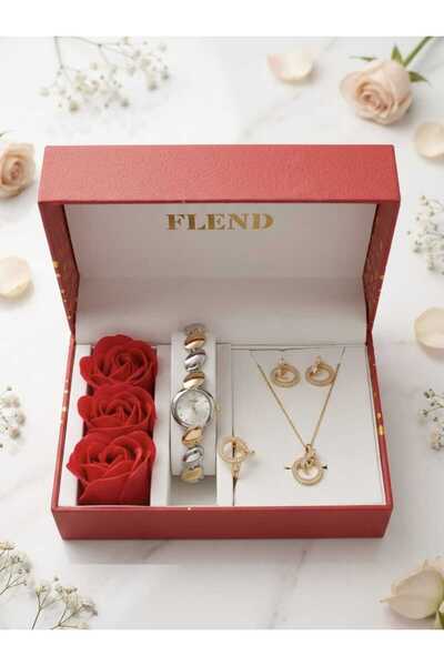 STRIVA Women's Luxury Watch Necklace Ring and Earrings Set in a Gift Box with...