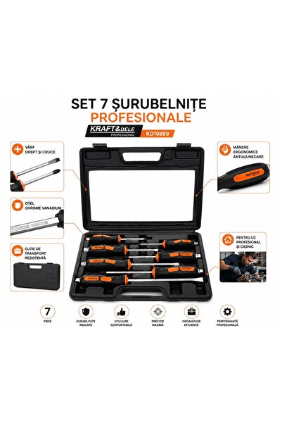 Kraft&dele Set de șurubelnițe drepte/cruce, 7 piese, KD10899