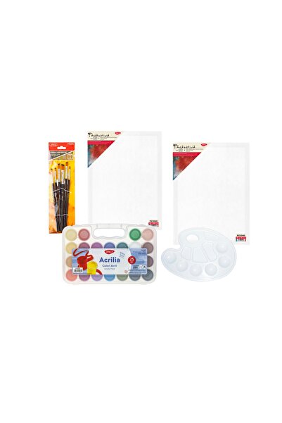 Daco Acrylic Painting Top Bottom Set – 2 Canvases 30x40 cm, 25 Acrylic Colors...