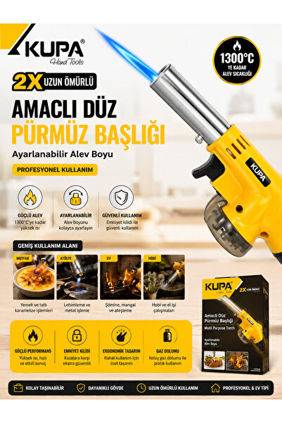 Kupa Çok Amaçlı Pürmüz Başlığı Ayarlanabilir Alevli Gazlı Pürmüz Çakmak Mutfa...