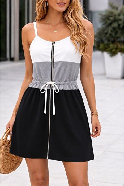 DRESSIFY WOMEN’S FASHION Γυναικείο φόρεμα με κορδόνια, φερμουάρ μπροστά, δεμέ...