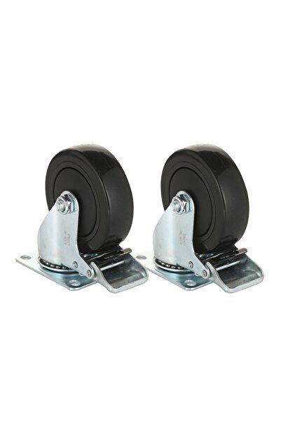 Lawazim BMB 2-Piece 3inch PP Swivel Caster Wheels with Brake Plate, 200kg Tot...