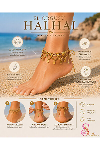 YSHINE Premium El Örgüsü Barefoot Halhal Bohem Plaj Ayak Aksesuarı