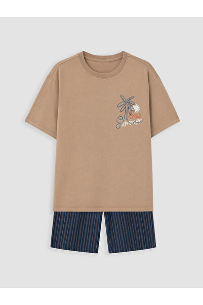 LC Waikiki Esvab • Modern & Distinctive Zero Roba Collar Boys' Shorts Pajama Set
