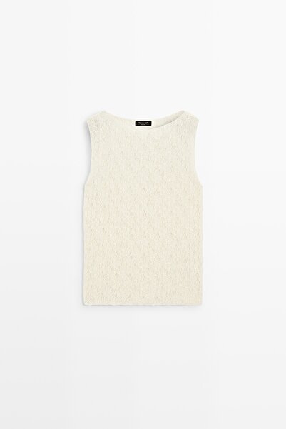 Massimo Dutti Ajurlu dokulu kolsuz top