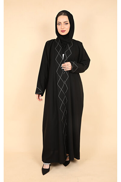 Stylish Fashion Black wrap abaya with front inserts