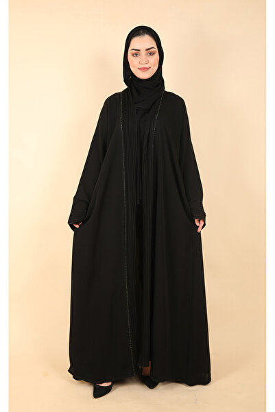 Stylish Fashion Stylish Fashion Black Abaya with Pleated Back and Sleeves