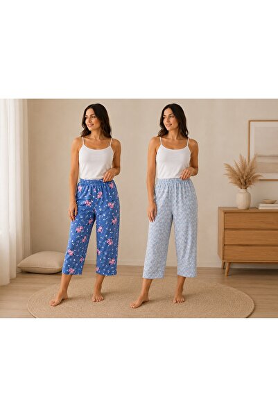 Serena Set 2 pantaloni pijama damă 3/4 ,culoare -multicolor