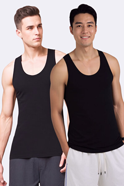 Loule Men's 2-Piece Cotton & Modal Daily Standard Size Undershirts - Soft & B...