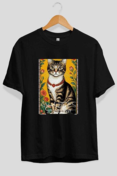 Ankhises Μπλουζάκι  "For the Love of Cats " με στάμπα γάτας, μαύρο, oversized...