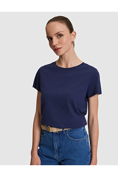Pierre Cardin Navy Blue Regular Fit Cotton Crew Neck Basic T-Shirt 50325474-V...
