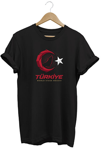 WİDİ Minimalist Turkey Moon Star Printed Football Fan T-Shirt