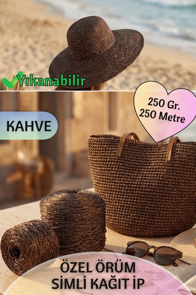 Dantelux Özel Örüm Simli Kağıt İp - Çanta & Şapka Yapımı Favori İp (250 Gr - ...