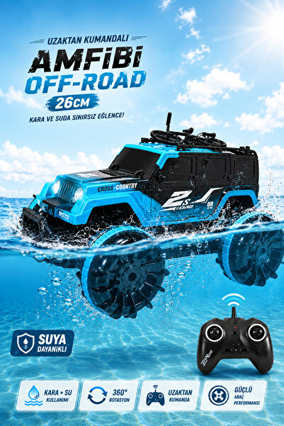 YILDIRIM OYUNCAK Uzaktan Kumandalı Akrobat Amfibi Off Road Jeep 26cm – Kara v...