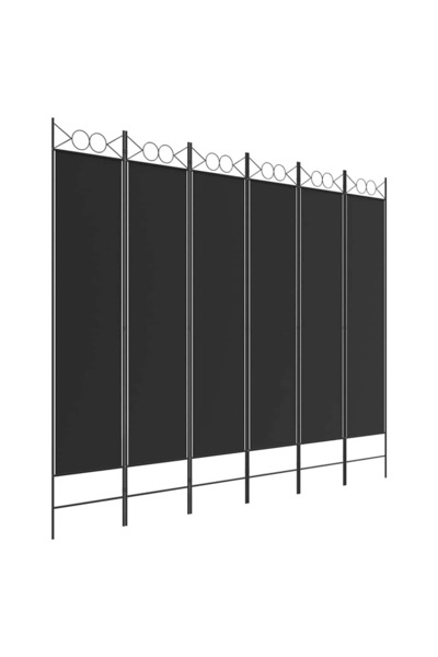 vidaxl Paravan de cameră cu 6 panouri, negru, 240x200 cm, textil