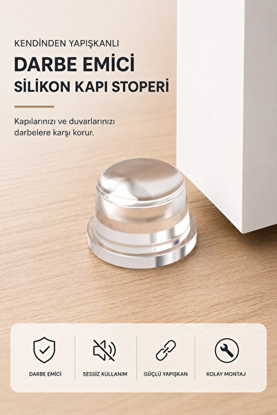 Yenilig Kendinden Yapışkanlı Darbe Emici Silikon Kapı Stoperi – Şeffaf Kapı D...