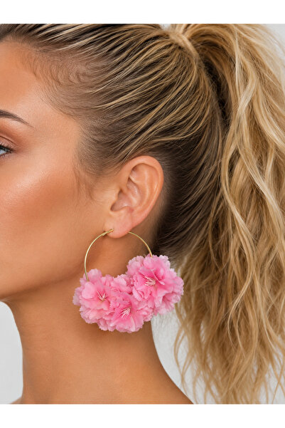 Bukiro Flower Earrings 3D Artificial Flower Earrings Design Hoop Earrings Orc...