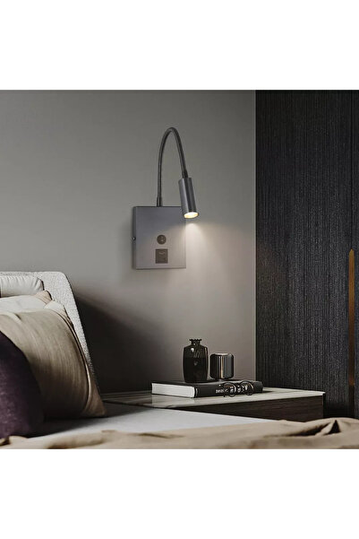 HAMER Modern Grey USB and Type-C Reading Wall Light - Yellow Light - 3W