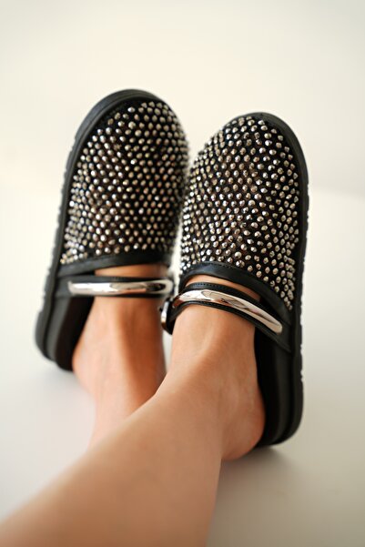 selin shoes Lumis Gümüş Aksesuar ve Ayarlanabilir Toka Detaylı Parlak Taş İşl...