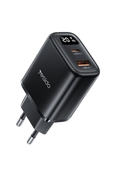 Yesido Încărcător de telefon YC68, USB, Type-C, Încărcare rapidă, Afișaj digi...