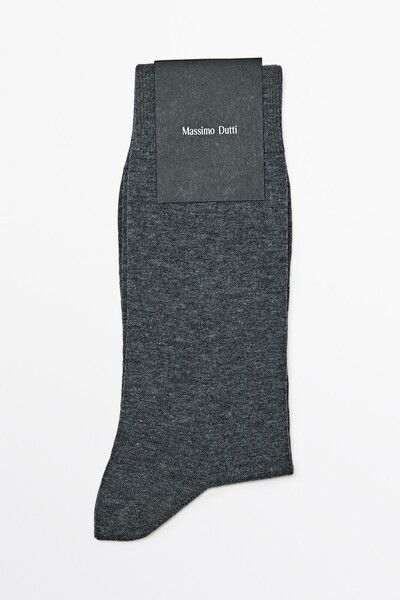 Massimo Dutti Pamuk karışımlı düz örgü çorap