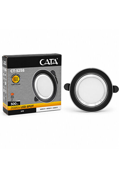 Cata CT-5258V Zebra LED Spot 6W 3 Renk Siyah Kasa 3 ADET