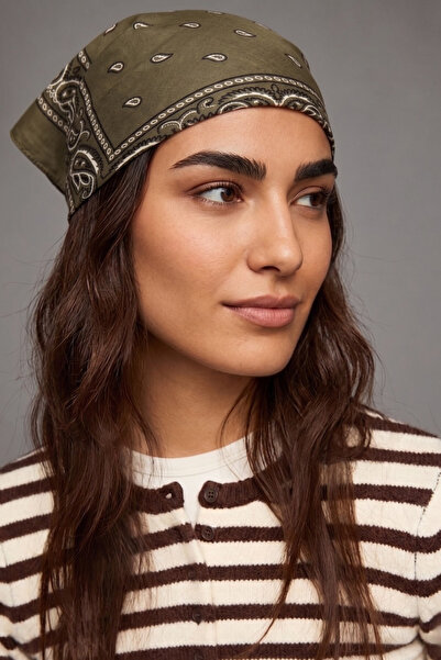 Goshıkı Koyu Yeşil Desenli 100% Pamuk Bandana