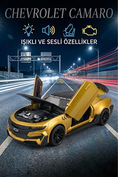 Tıfıl Toys Işıklı Sesli Pilli 1:24 Ölçekli Metal Chevrolet Camaro Kapısı Kapu...