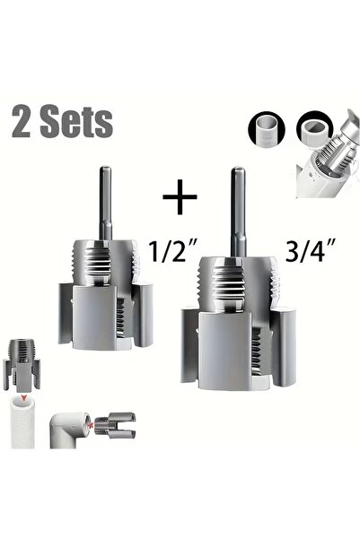 COMBAT 2’ li Set İç Dış Plastik Boru Diş Açma Seti 1/2 ve 3/4 İnç Borularla U...