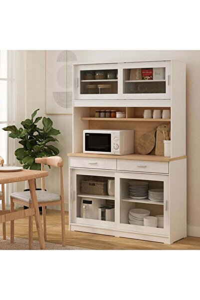Danube Home Maeda Kitchen Cabinet With 4 Sliding Doors & 2 Drawers L120xW39.6...