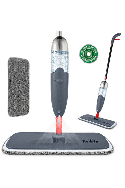 Tonkita Grey Spray & Wash Mop Kit – Microfiber Spray Mop with Refillable Wate...