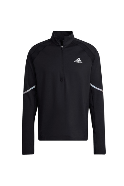 adidas Ανδρικό μπλουζάκι τρεξίματος Fast με μισό φερμουάρ - Μαύρο - S