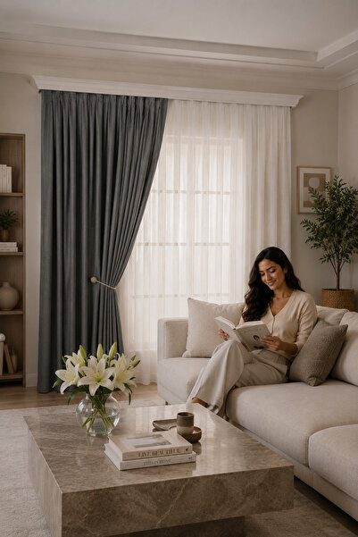 Elen's Thick Linen Textured Soft Light-Proof Decorative Blackout Background C...