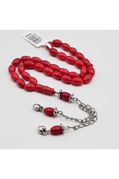 genernic Laser Coral Rosary 33 Beads 9mm Vibrant Red Oval Prayer Beads 20g Pr...