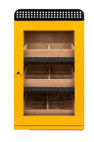 Sarı Nokta Desenli Sedir Humidor Puro Kutusu