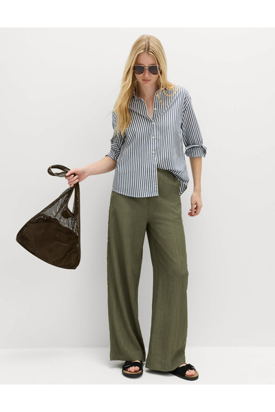 Marks & Spencer Dokulu Geniş Paça Pantolon