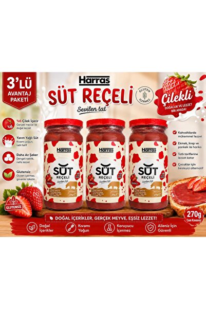 Harras Glutensiz Çilekli Süt Reçeli 3x270 g