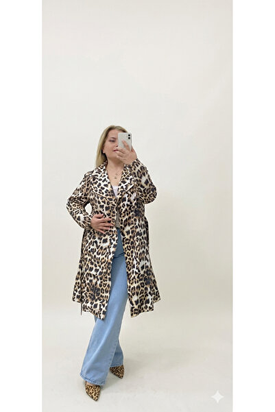 FIRFIR MODA Leopar astarsız trençkot
