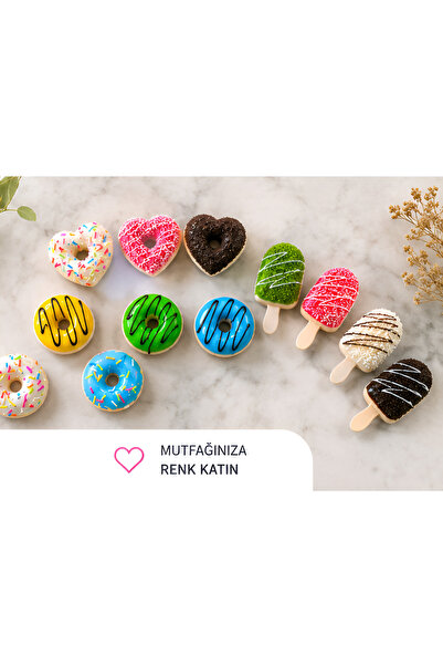 ÇEMİ 7’li Sevimli Donut ve Çubuk Dondurma Tasarımlı Güçlü Buzdolabı Magnet Seti